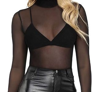 Long sleeve mesh top
